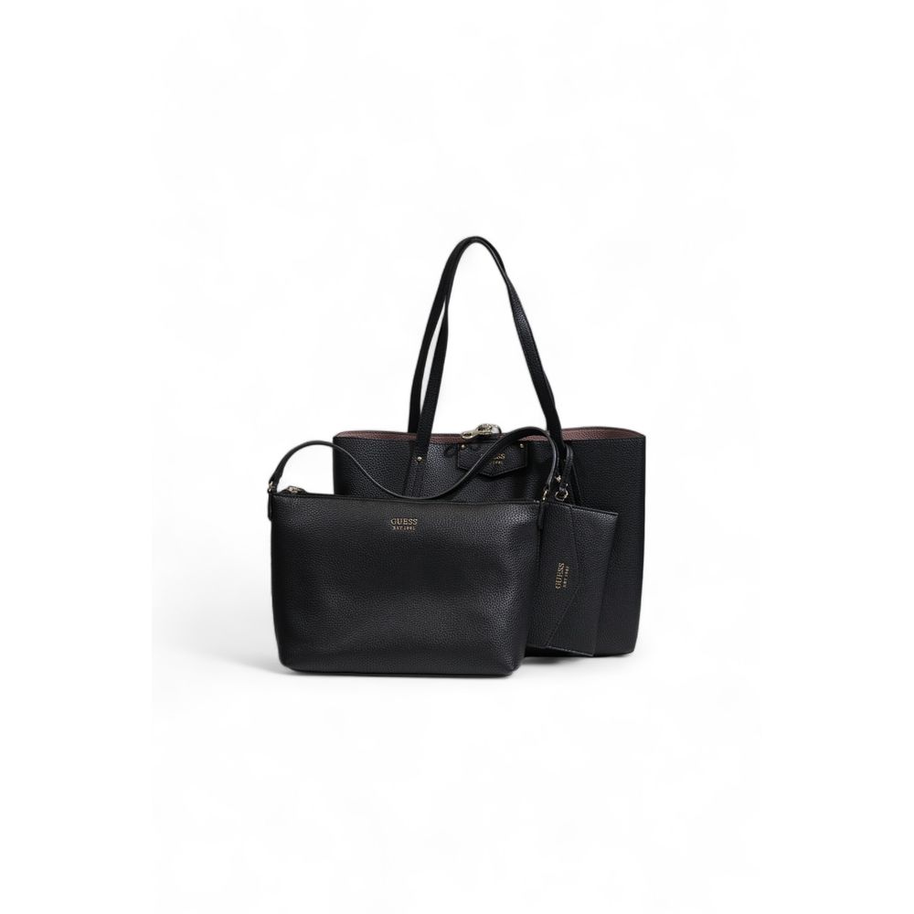 Black Synthetic Leather Handbag