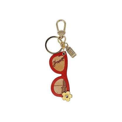 Beige Leather Keychain