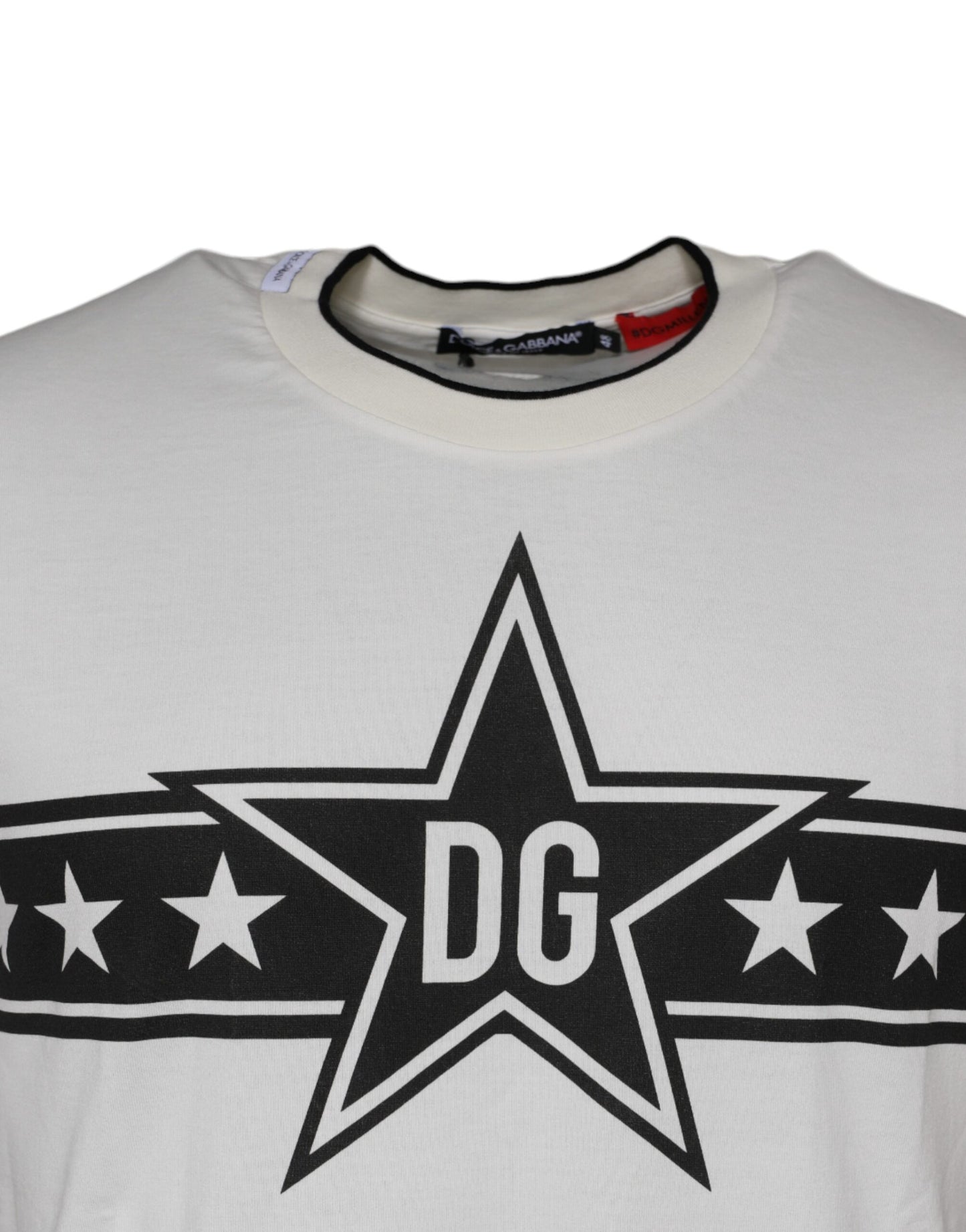 White DG Stars Print Cotton T-shirt