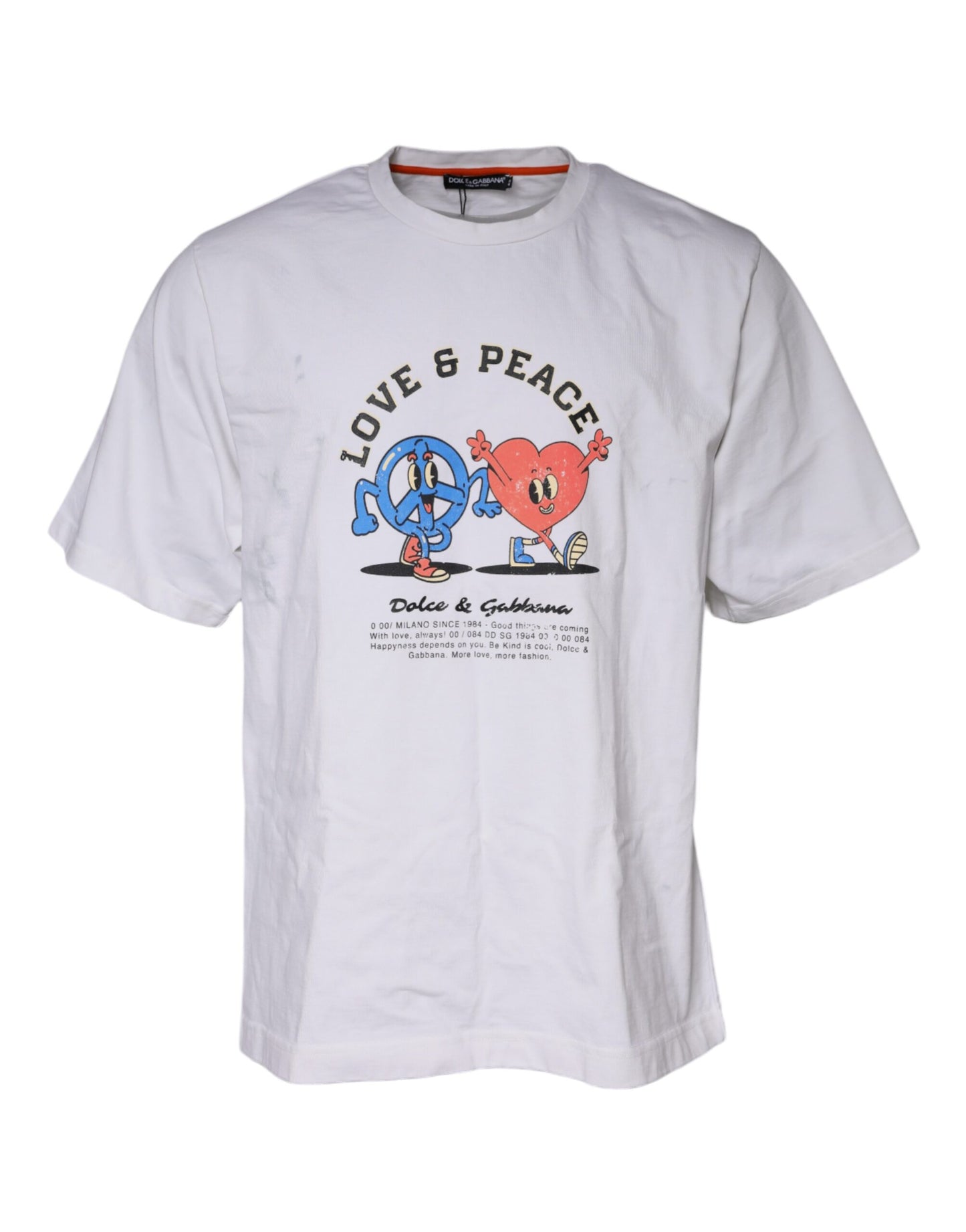 White Love & Peace Cotton Round Neck T-shirt