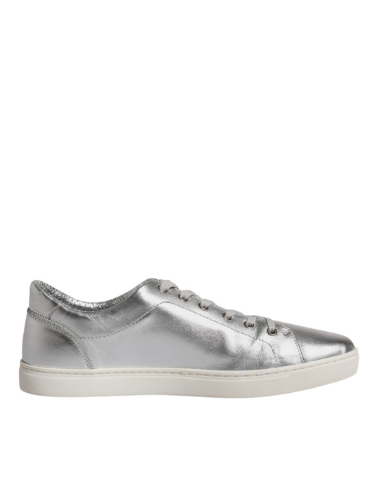 Silver London Low Top Leather Sneakers Shoes