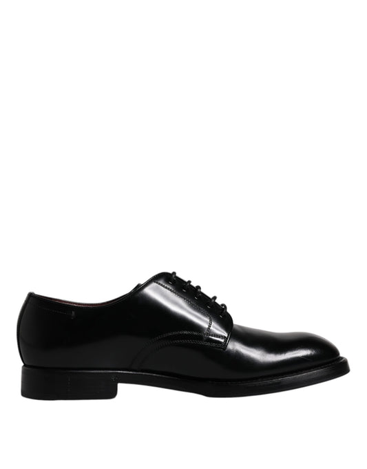 Black Leather Lace Up Men Derby Formal Shoes