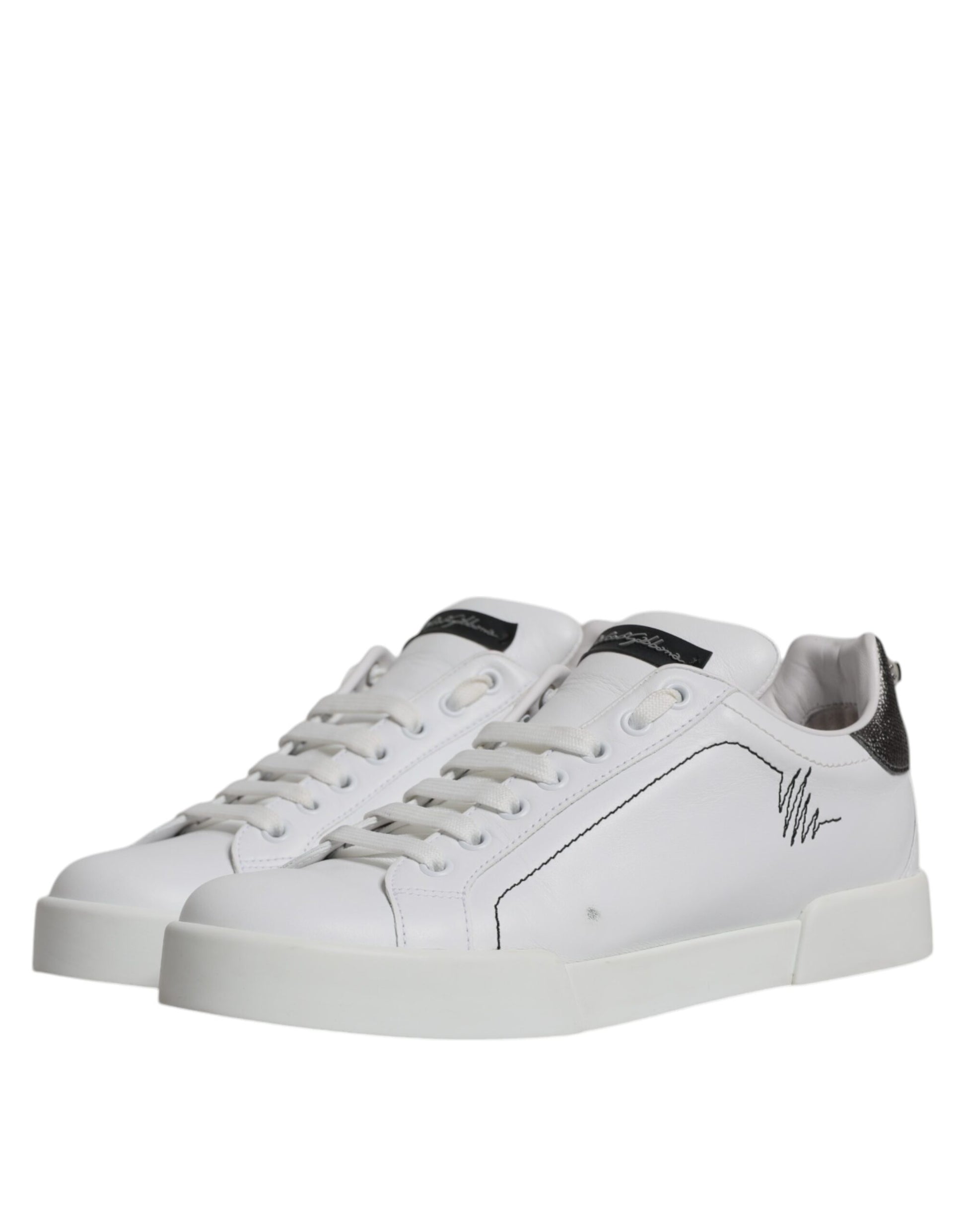 White Silver Leather Low Top Men Sneakers Shoes