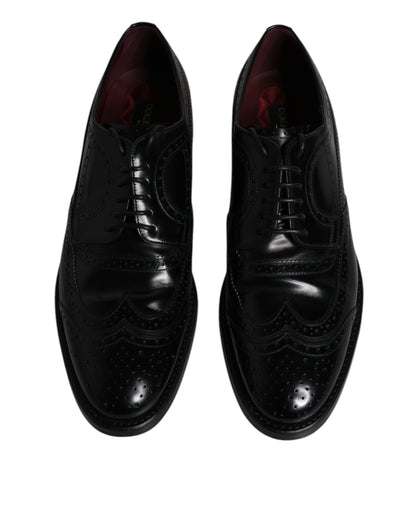 Black Leather Derby Wingtip Formal Shoes