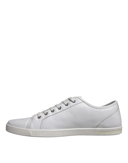 White Logo Leather Low Top Men Sneakers Shoes