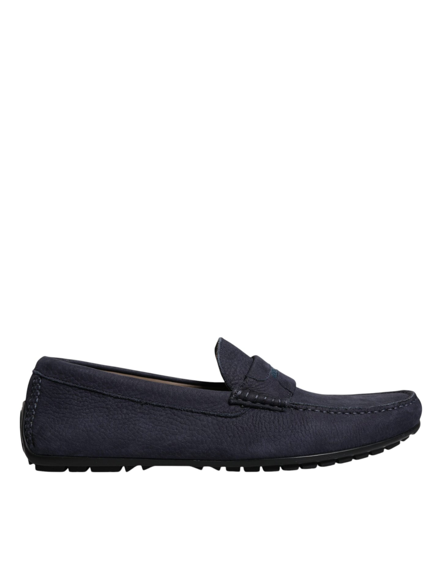 Blue Calf Leather Slip On Men Moccasin Shoes