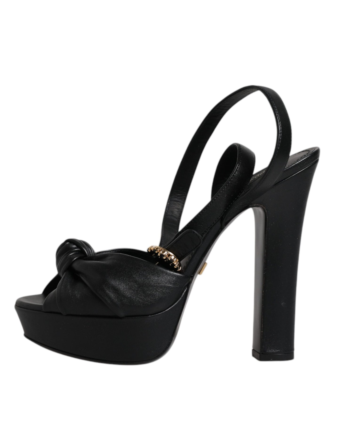 Black Leather Platform Heels Sandals Shoes