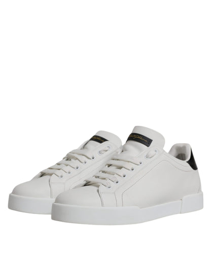 White Leather Classic Low Top Sneakers Shoes