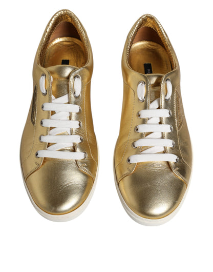 Gold Leather Logo London Men Sneakers Shoes