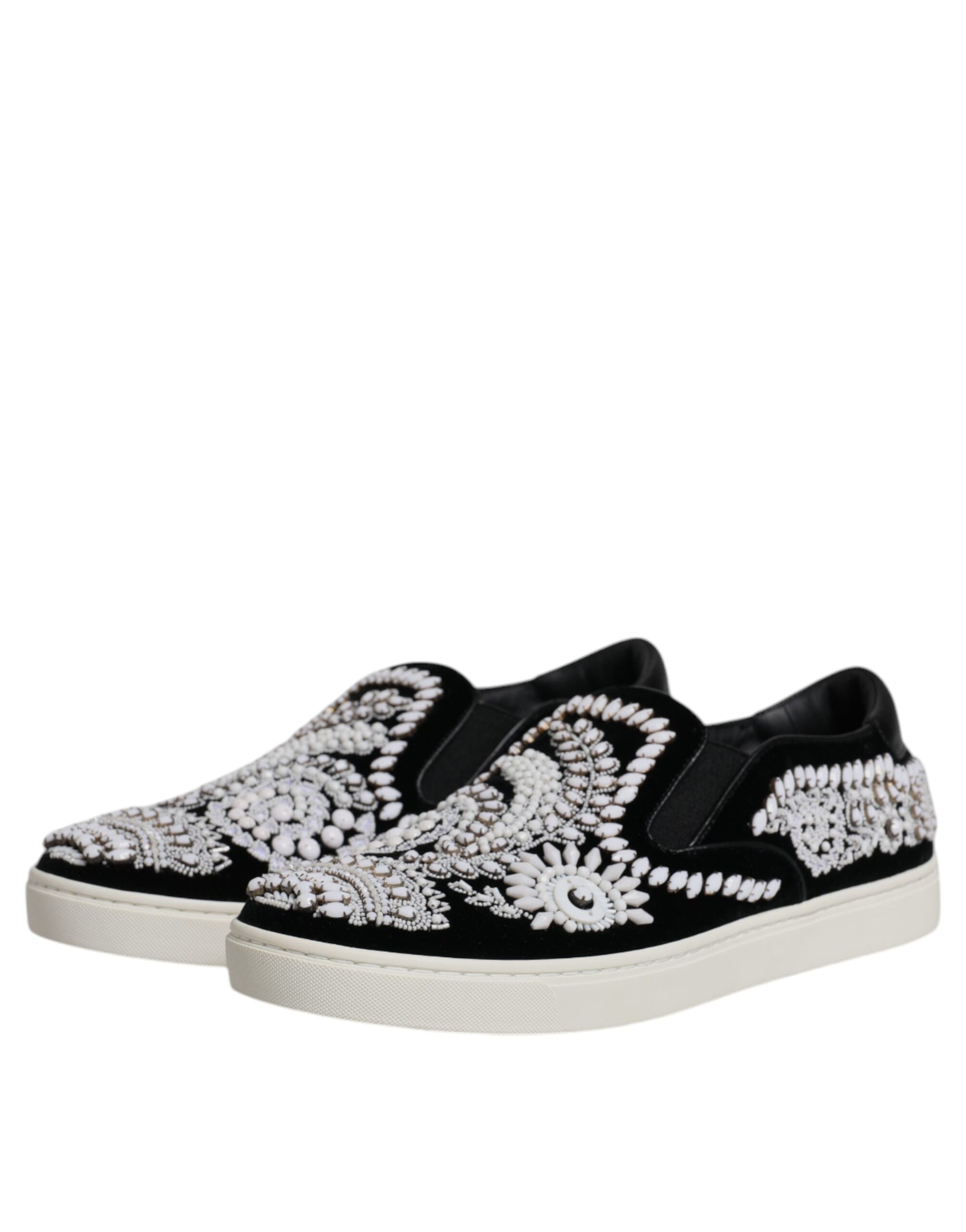 Black Embellished London Men Slip On Shoes