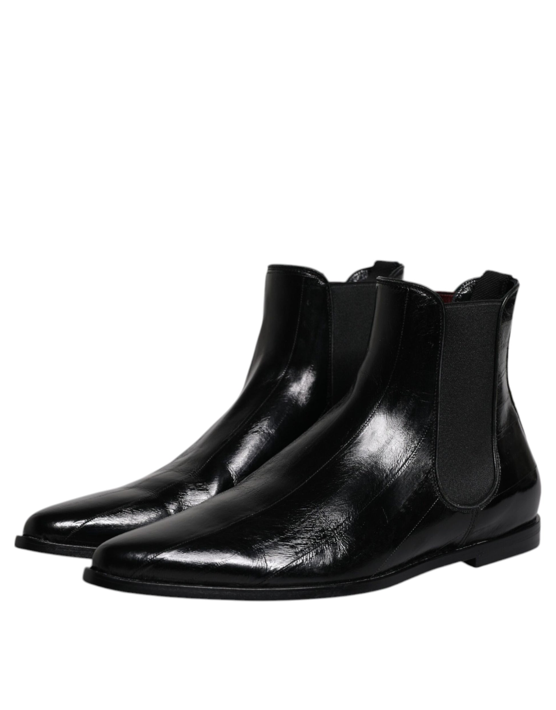 Black Leather Chelsea Men Ankle Boots Shoes