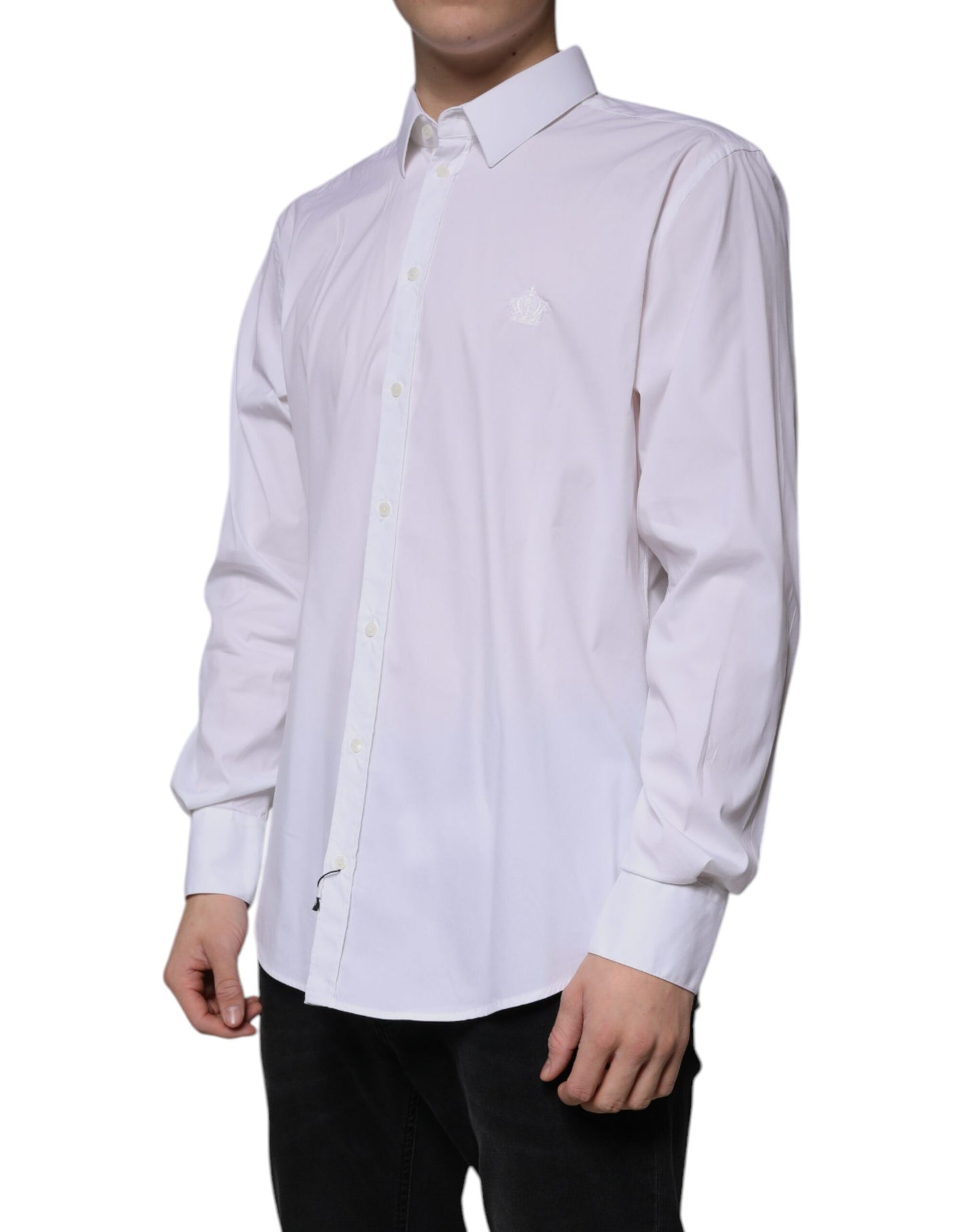 White Cotton Blend Men MARTINI Dress Shirt