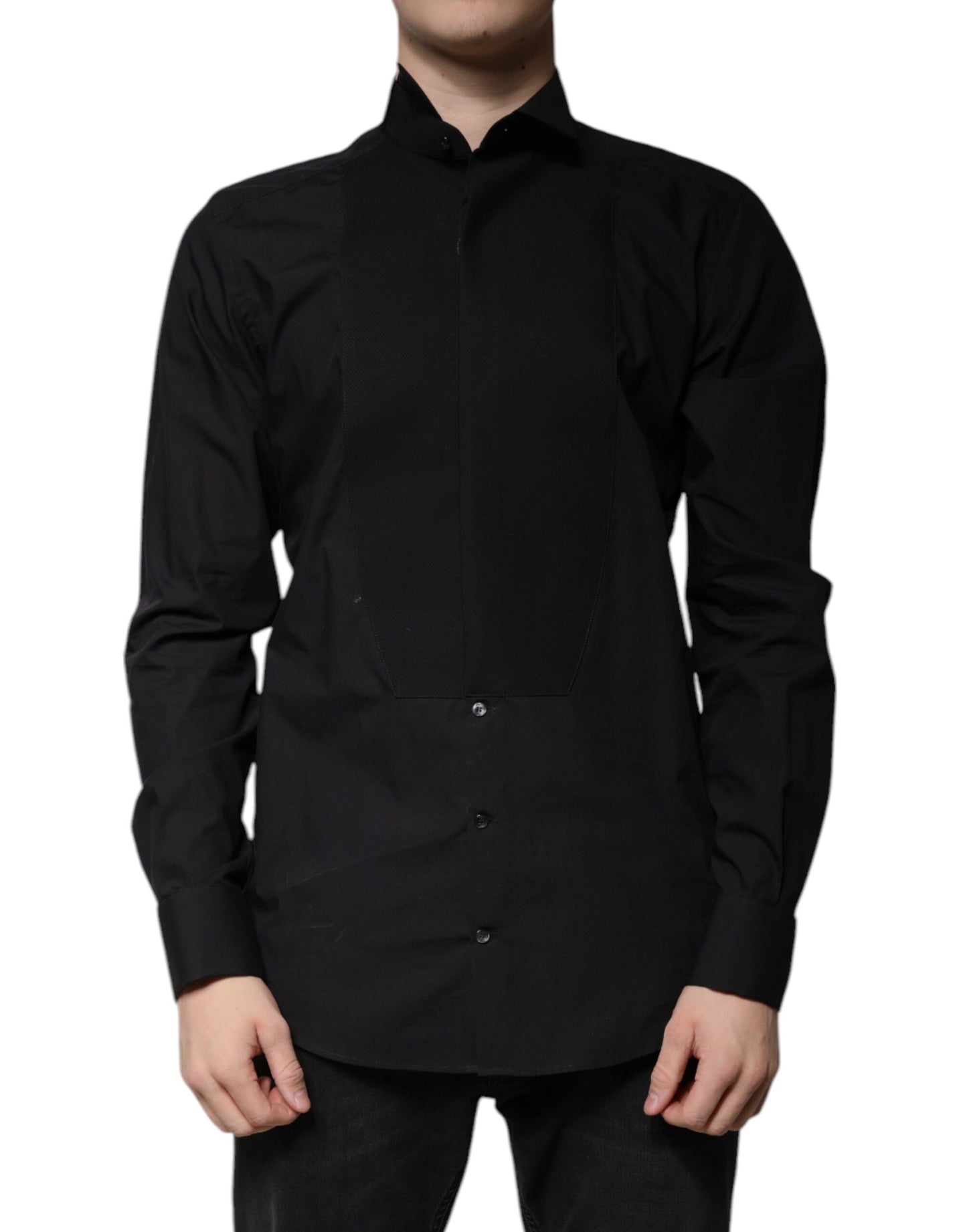 Black Cotton Slim Fit GOLD Men Dress Shirt