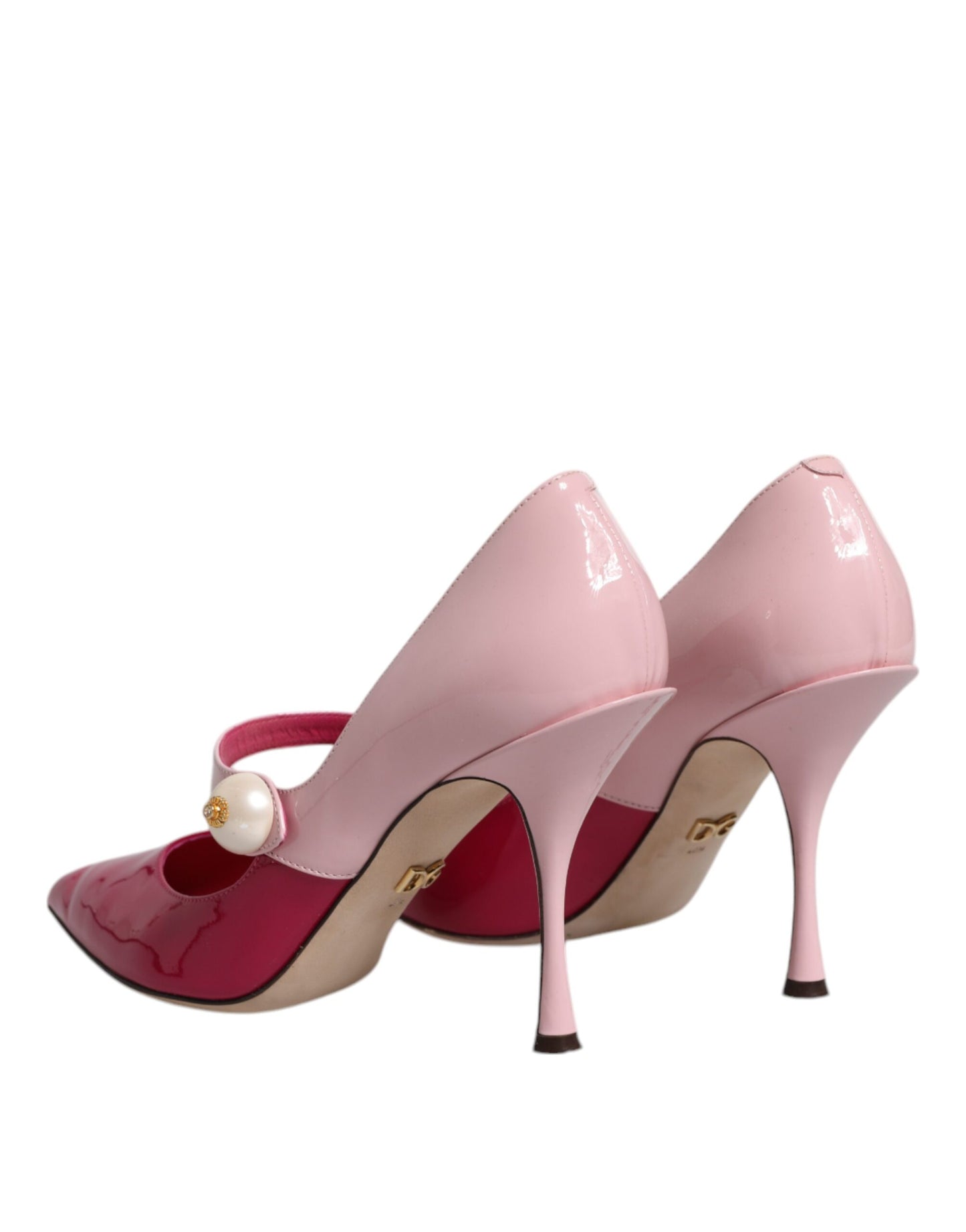 Two Tone Pink Leather Mary Jane Heels Pumps Shoes