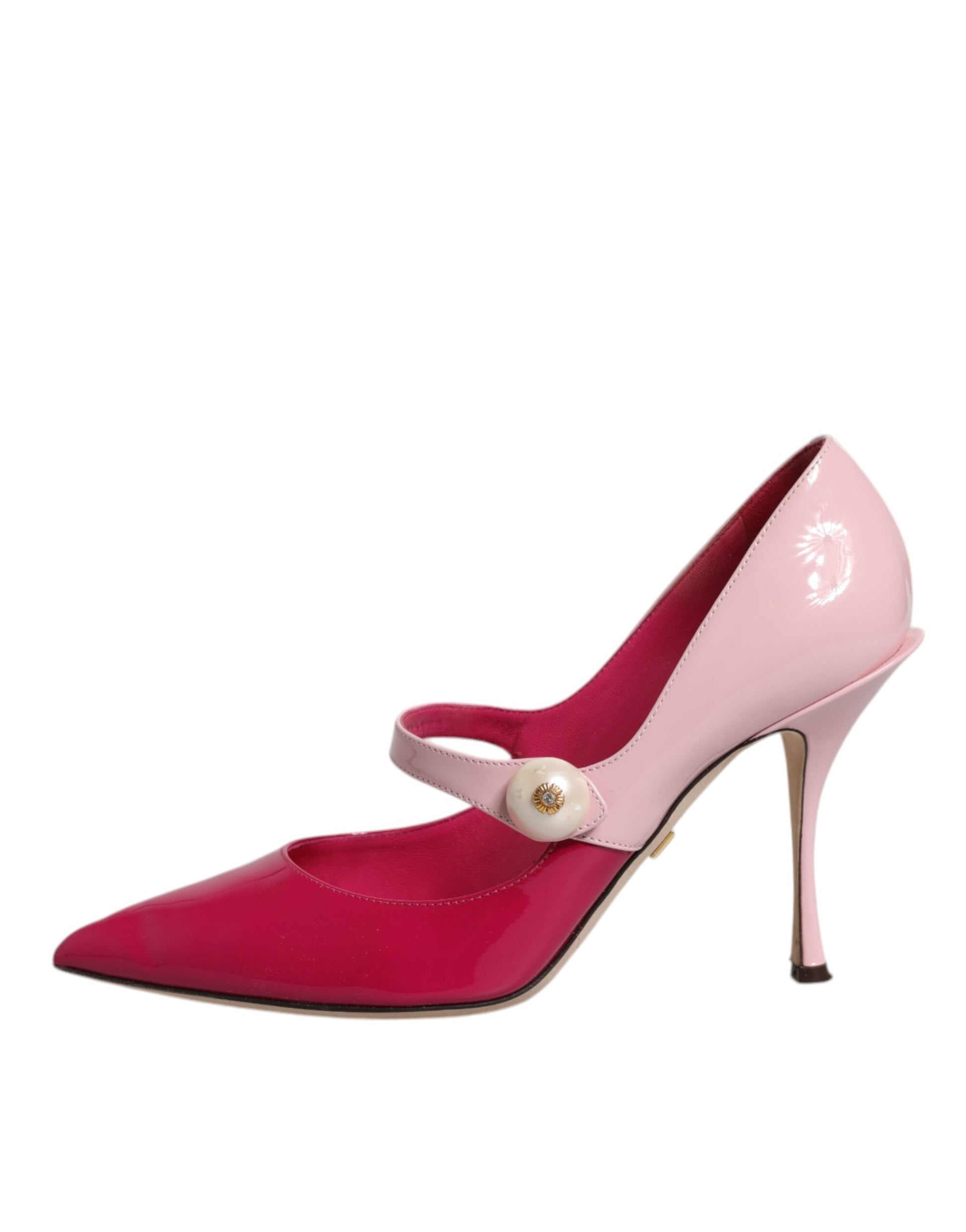 Two Tone Pink Leather Mary Jane Heels Pumps Shoes