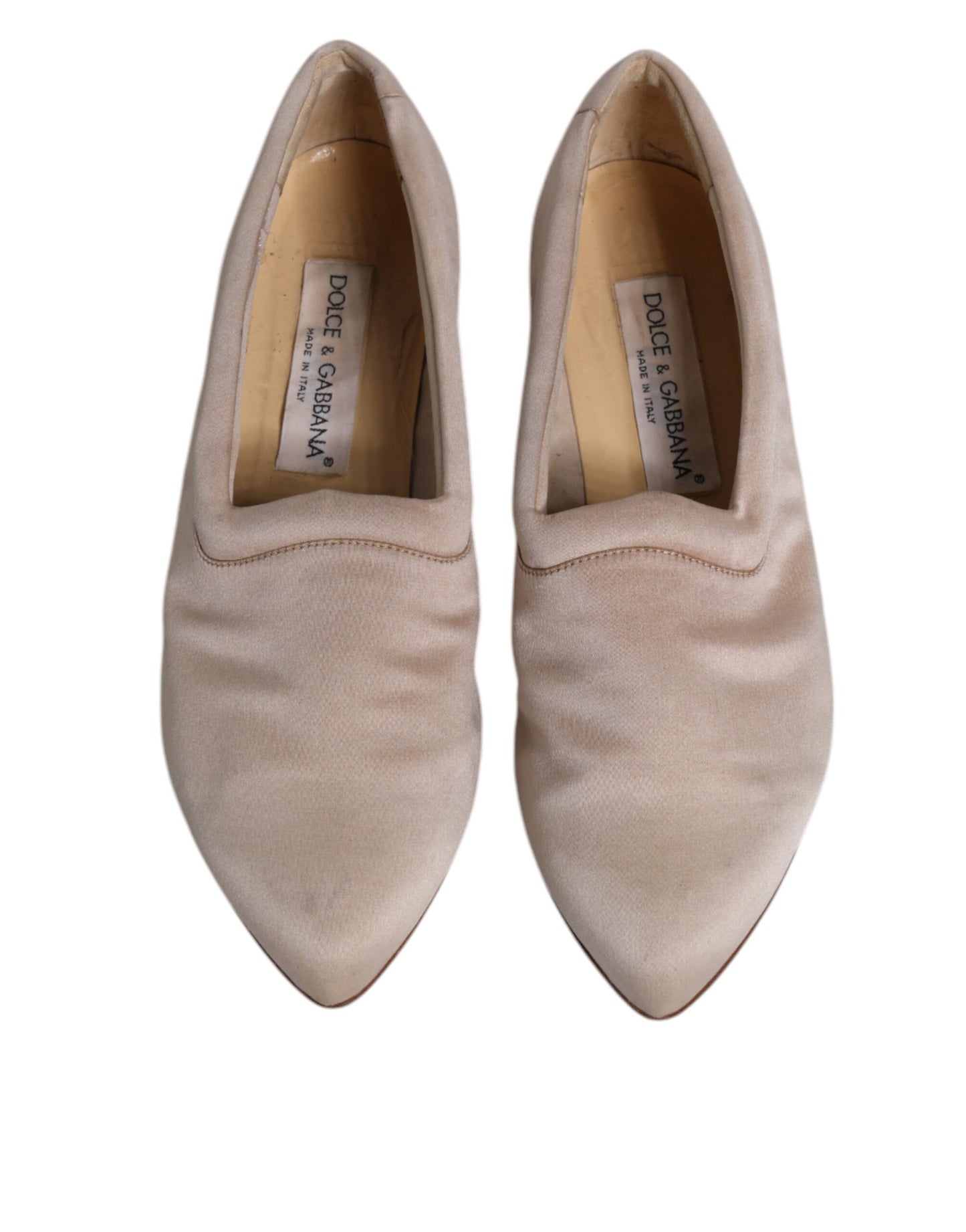 Beige Fabric Slip On Ballerina Flats Shoes