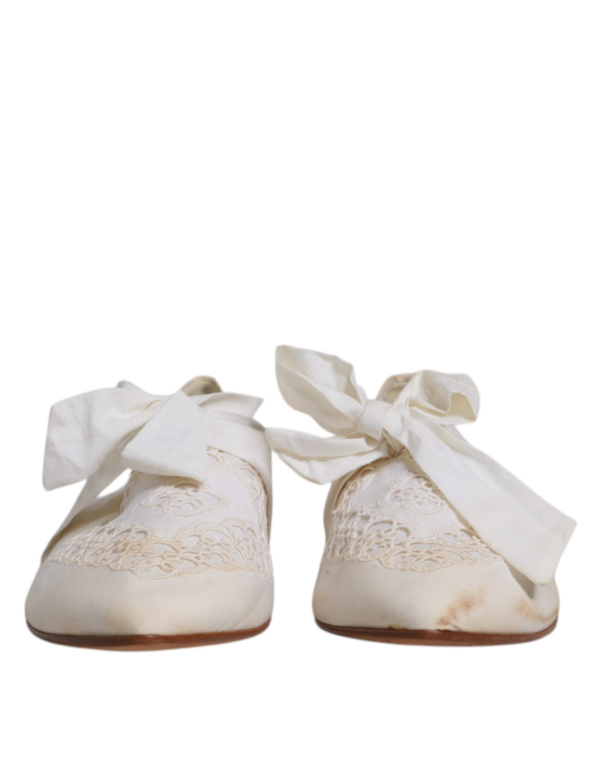 White Ribbon Fabric Ballerina Flats Shoes