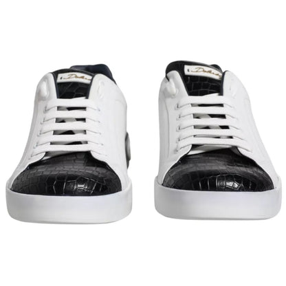 White Leather Logo Portofino Sneaker Shoes