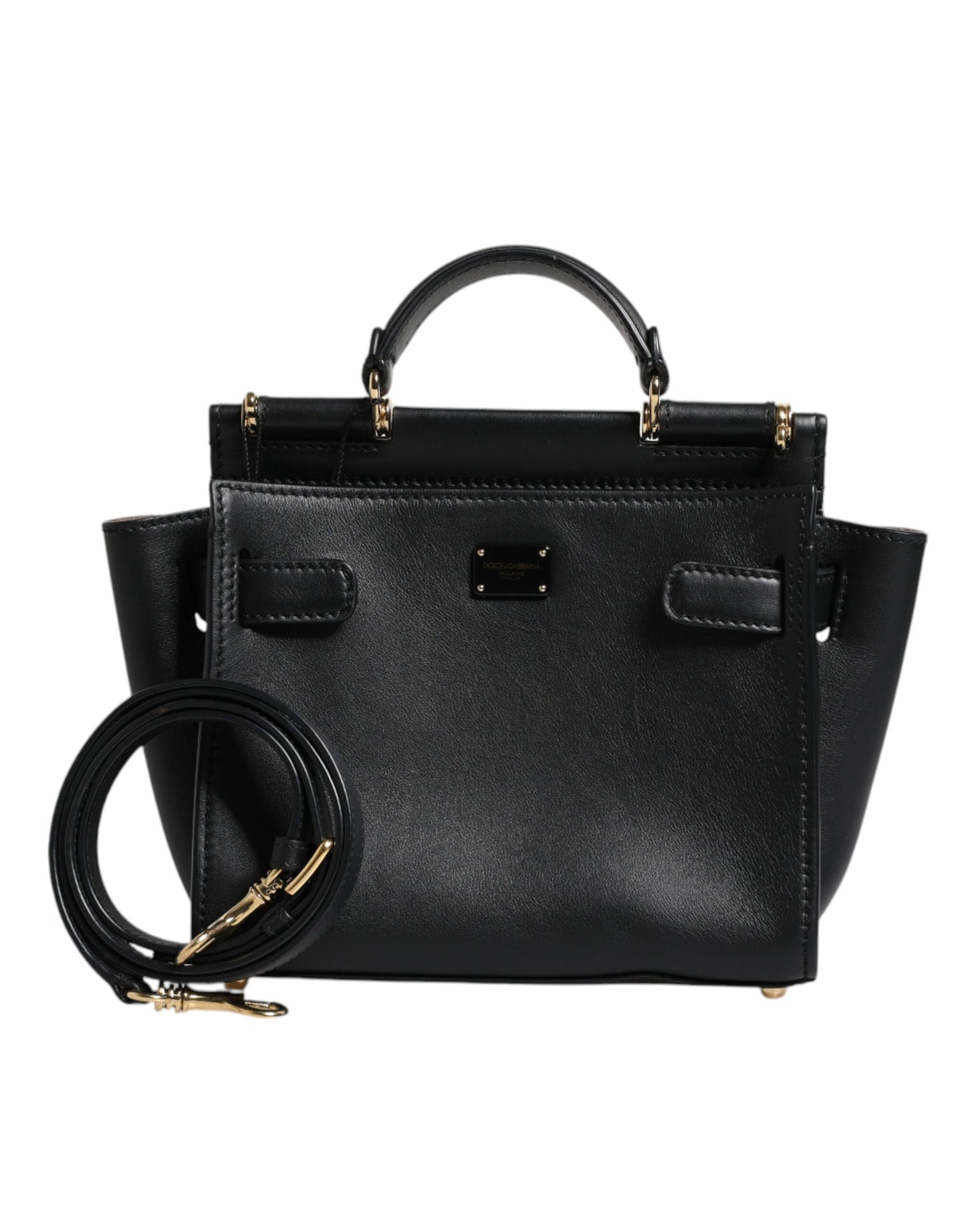 Black Brown Leather Top Handle Sicily Crossbody Bag