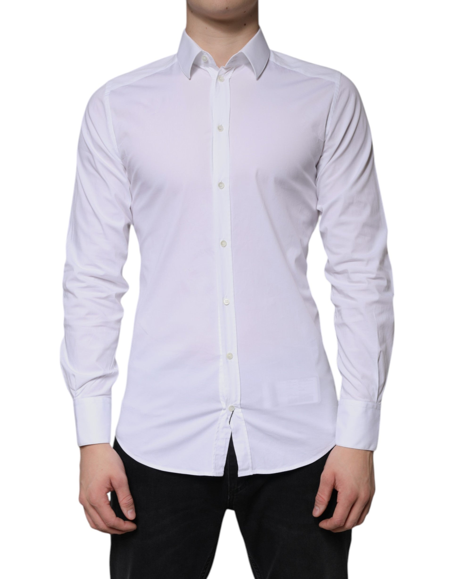 White Cotton Formal Men GOLD Dress Shirt