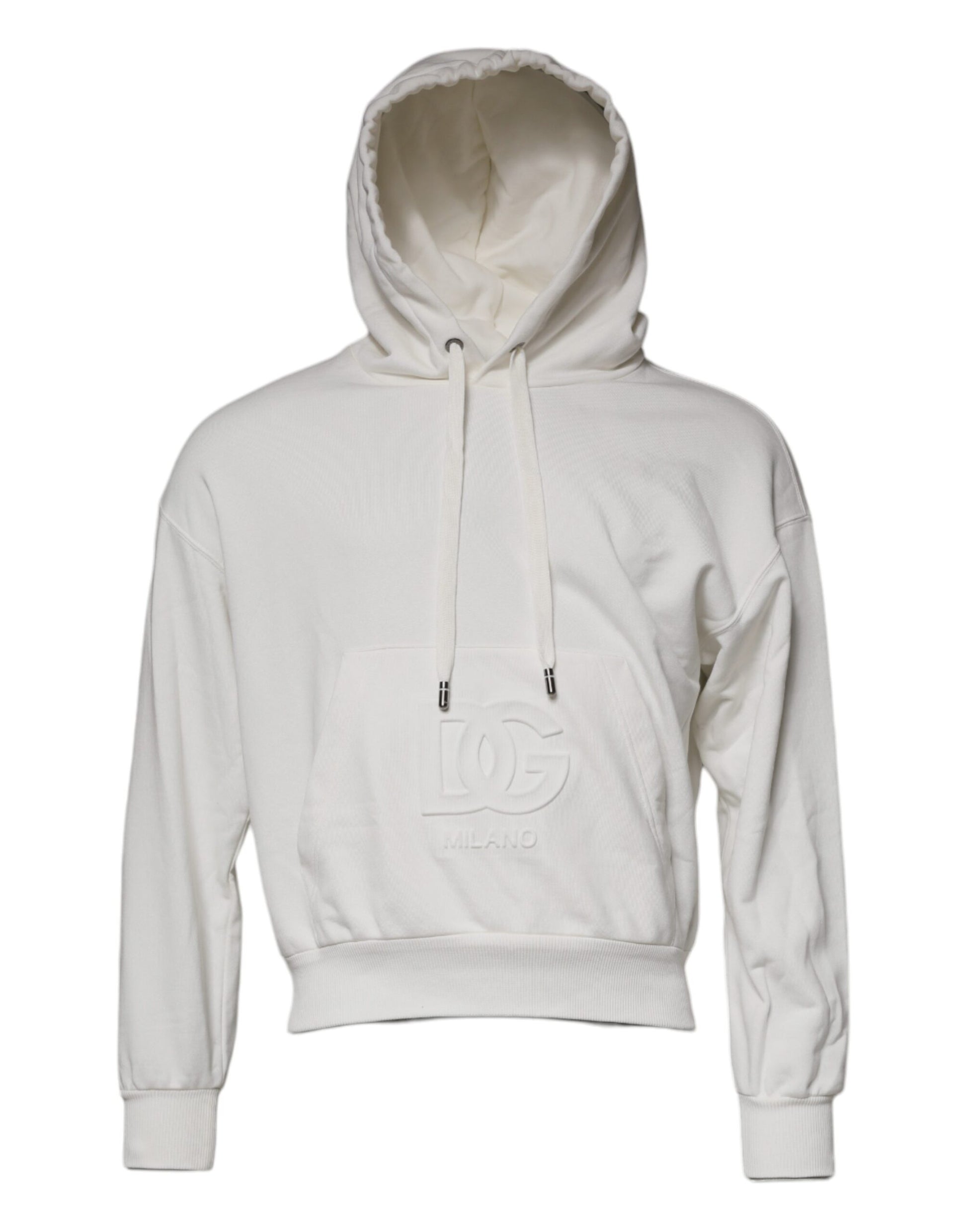 White Logo Hooded Pullover Men Sweatshirt Sweater