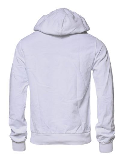 White Logo Hooded Pullover Sweatshirt Sweater