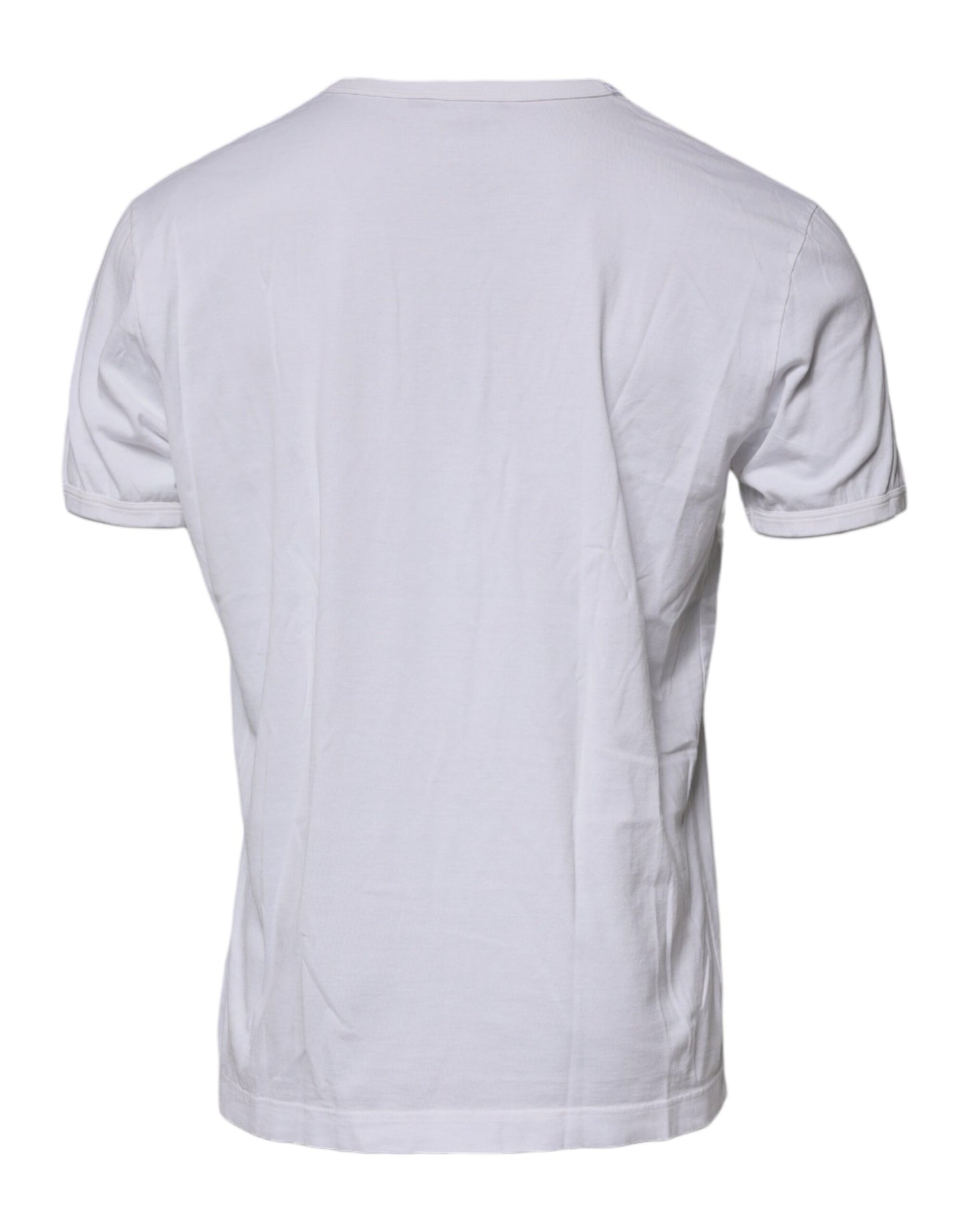 White Logo Embossed Cotton Crewneck T-shirt