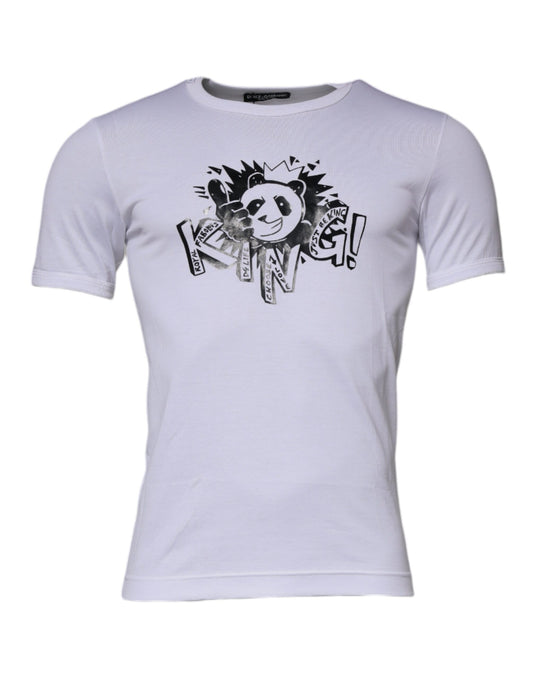 White Panda King Cotton Crew Neck T-shirt