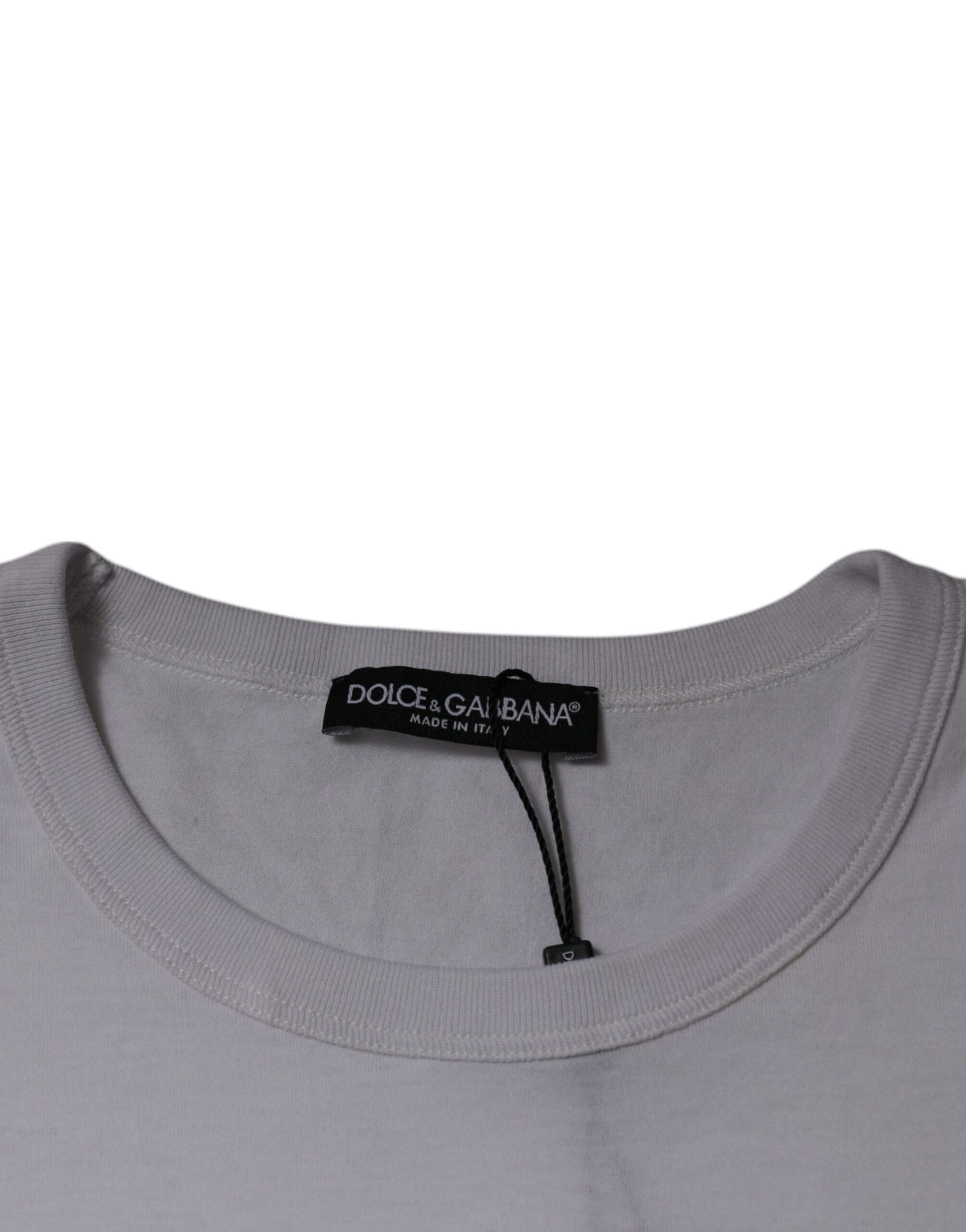 White D&G King Of Love Cotton Crew Neck T-shirt