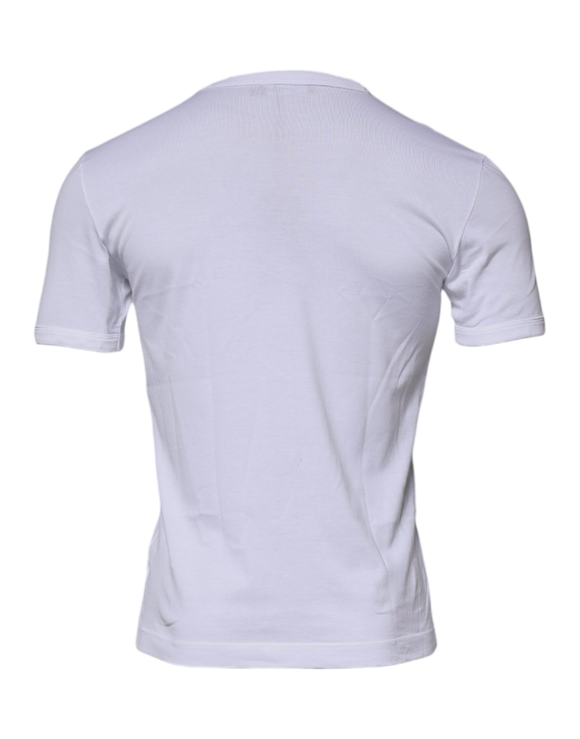 White Cotton Crew Neck Short Sleeves T-shirt