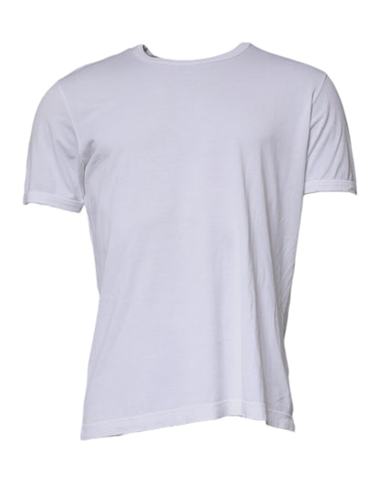 White Cotton Crew Neck Short Sleeves T-shirt