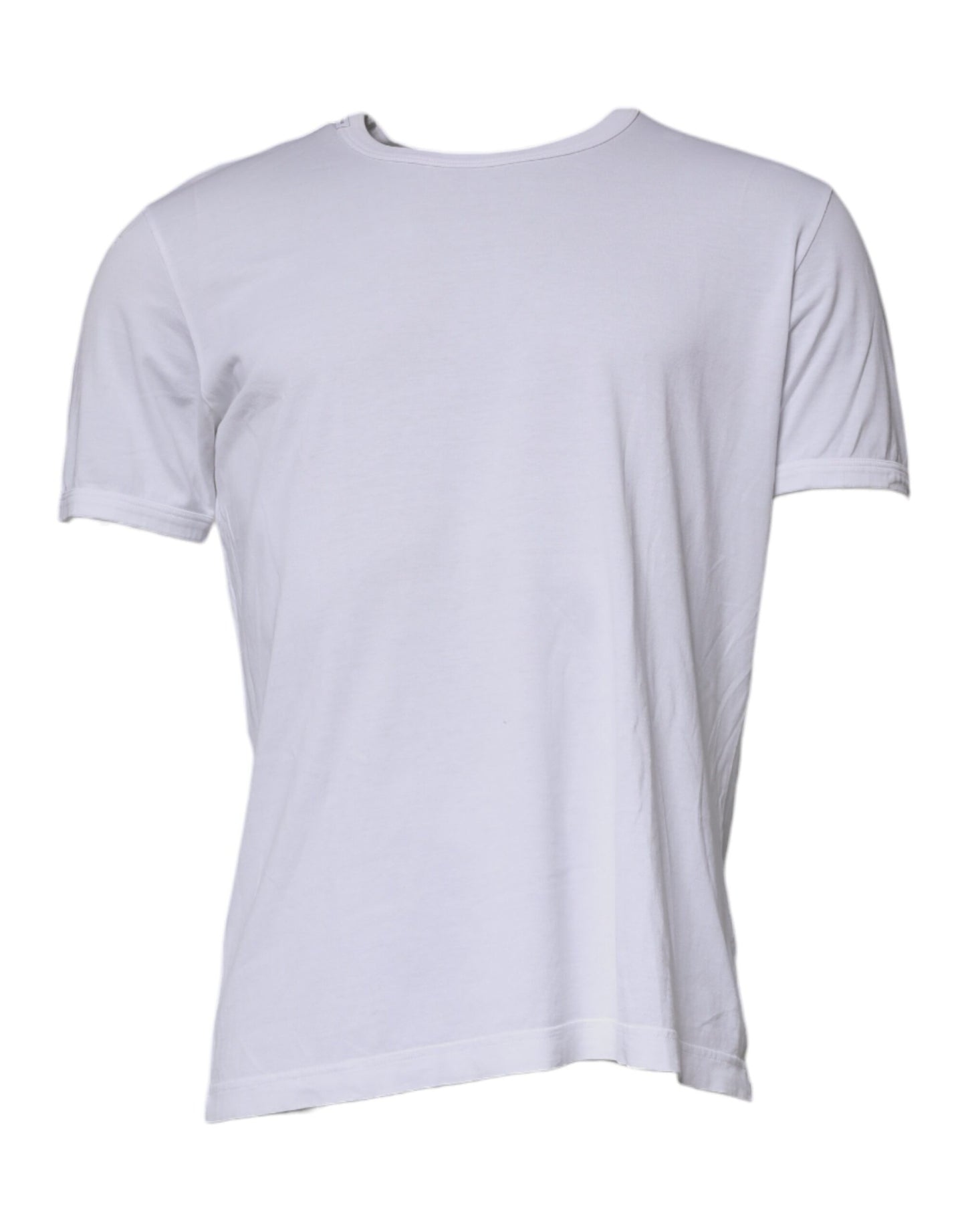 White Cotton Crew Neck Short Sleeves T-shirt