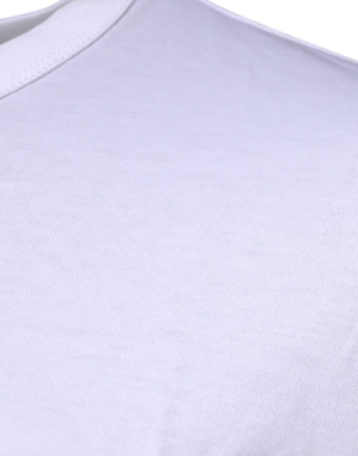 White Cotton Crew Neck Short Sleeves T-shirt