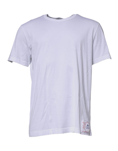 White Cotton Crew Neck Short Sleeve T-shirt