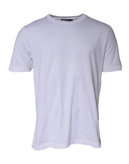 White Cotton Crew Neck Short Sleeves T-shirt