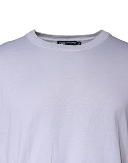 White Cotton Crew Neck Short Sleeves T-shirt