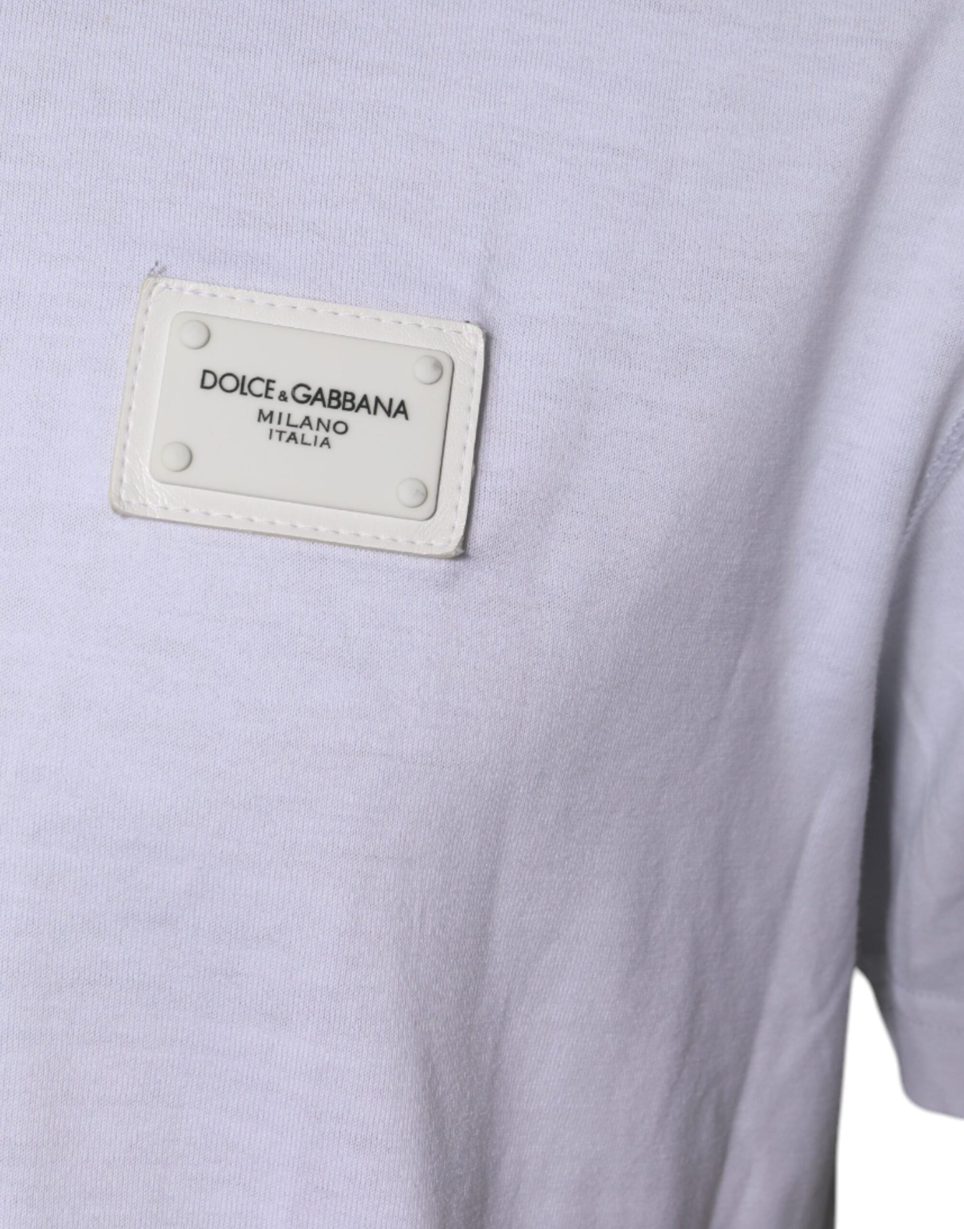 White Cotton Logo Plaque Crew Neck T-shirt