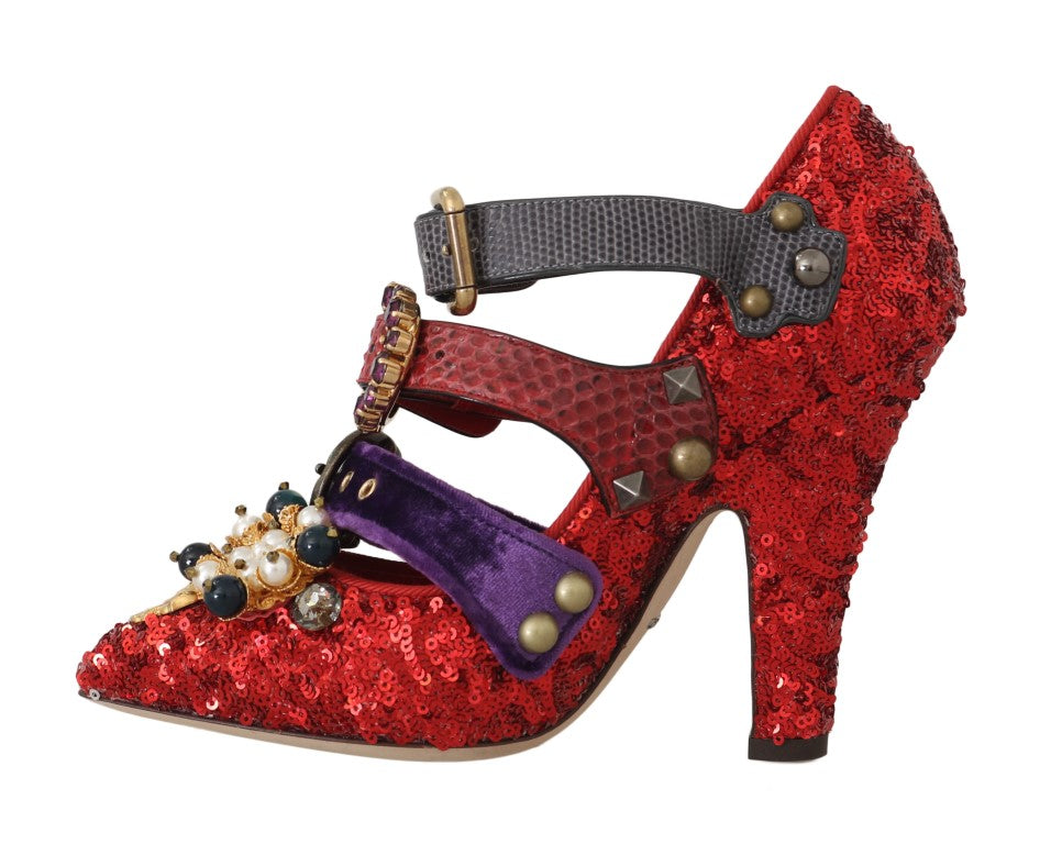 Red Bellucci Alta Moda Embellished Pumps