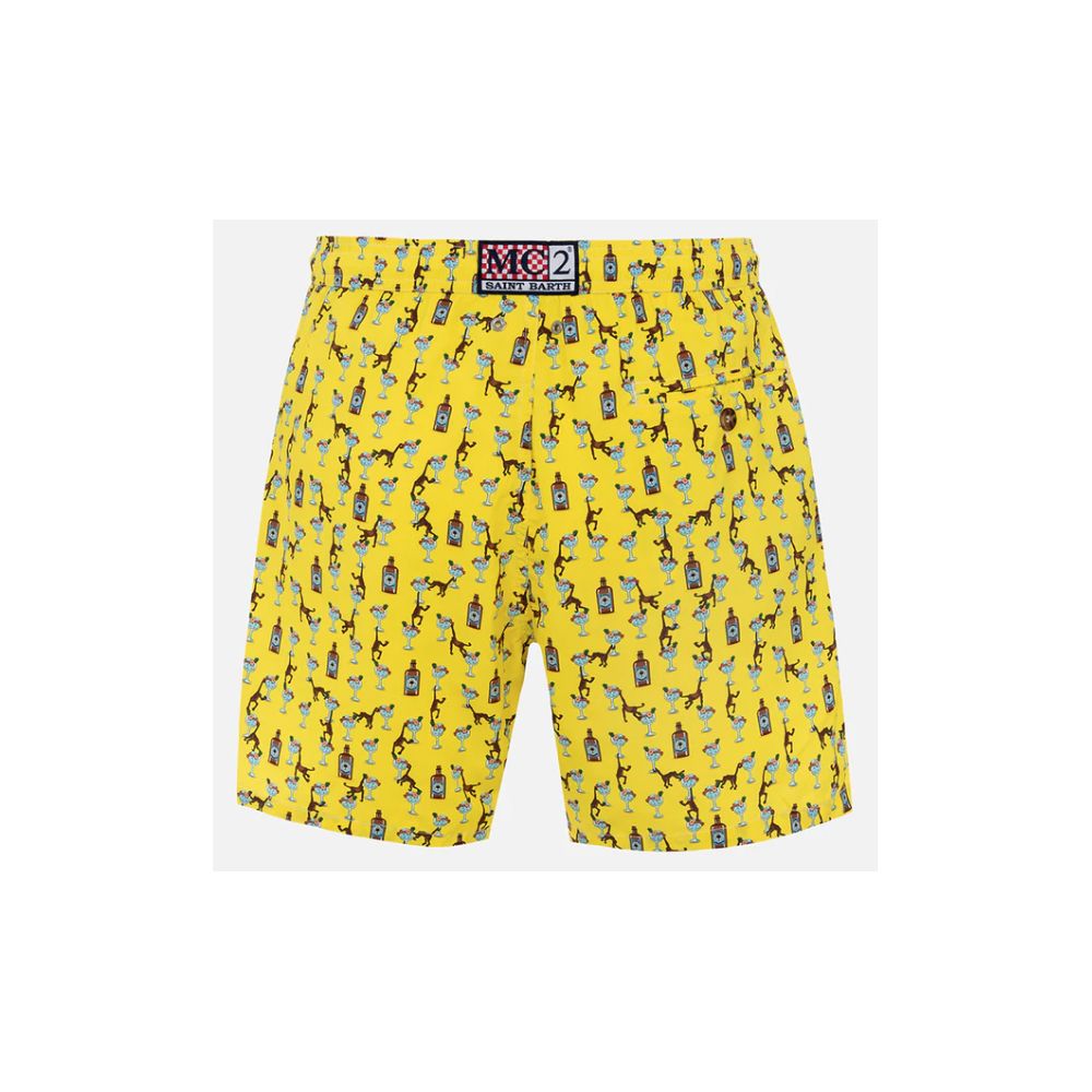 Yellow Polyester Men Swimwear