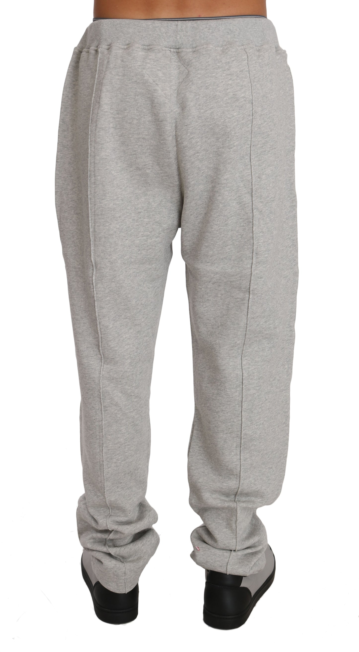 Elegant Gray Cotton Sweatsuit Ensemble