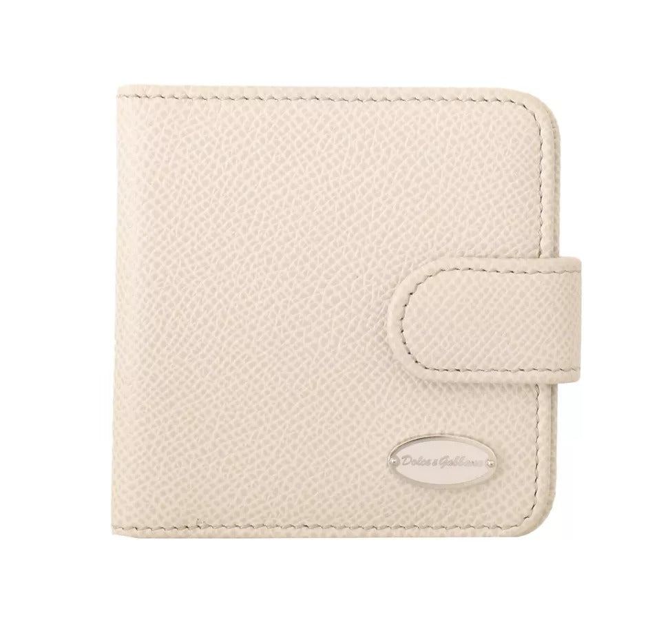 White Dauphine Leather Condom Case Holder Pocket Wallet