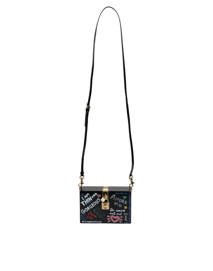 Black Graffiti Print Clutch Crossbody Bag