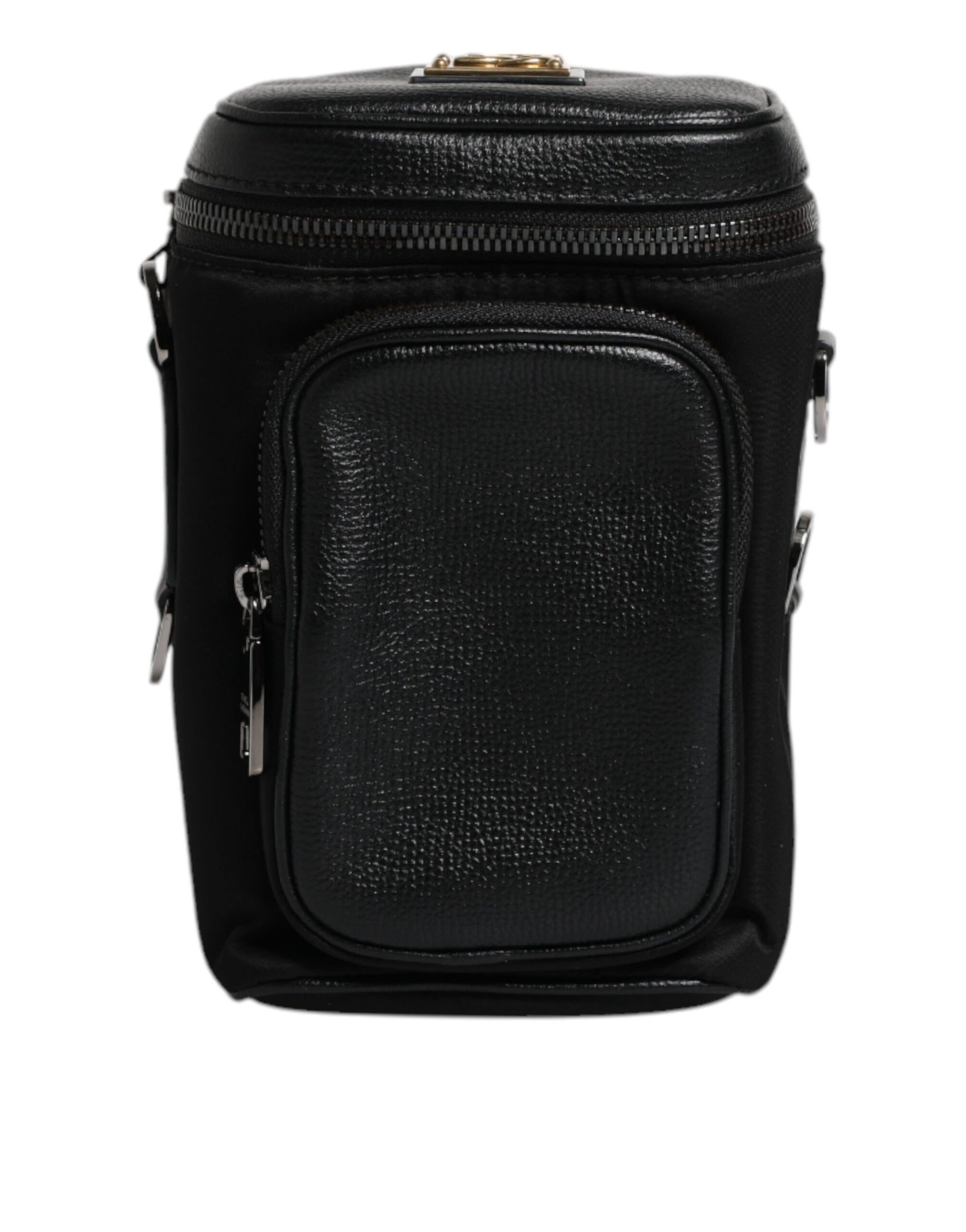 Black Leather Logo Purse Crossbody Camera Bag