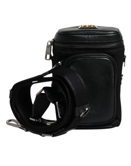 Black Leather Logo Purse Crossbody Camera Bag