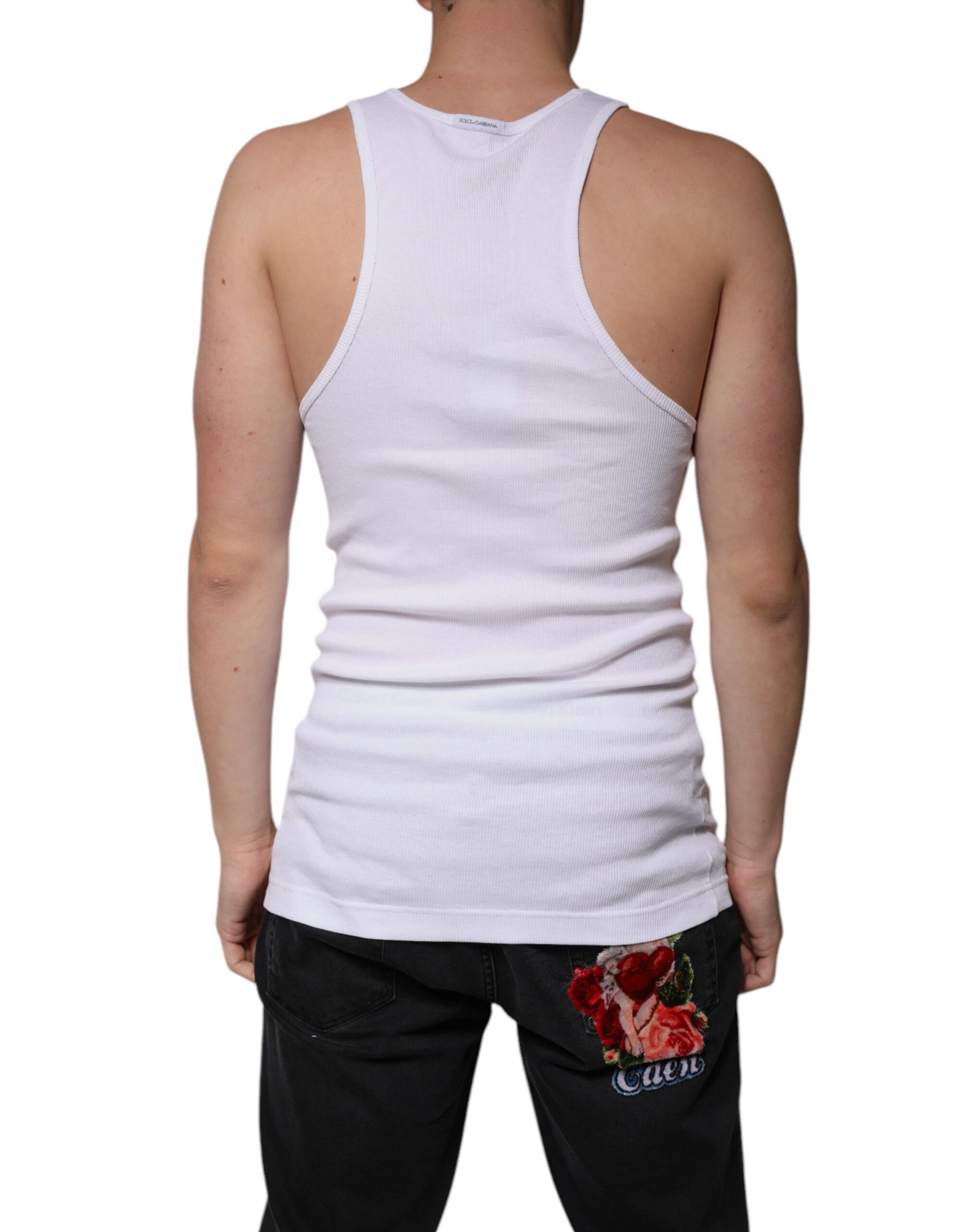 White Cotton Sleeveless Round Neck Tank T-shirt