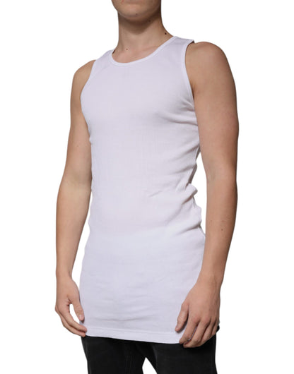 White Cotton Sleeveless Round Neck Tank T-shirt