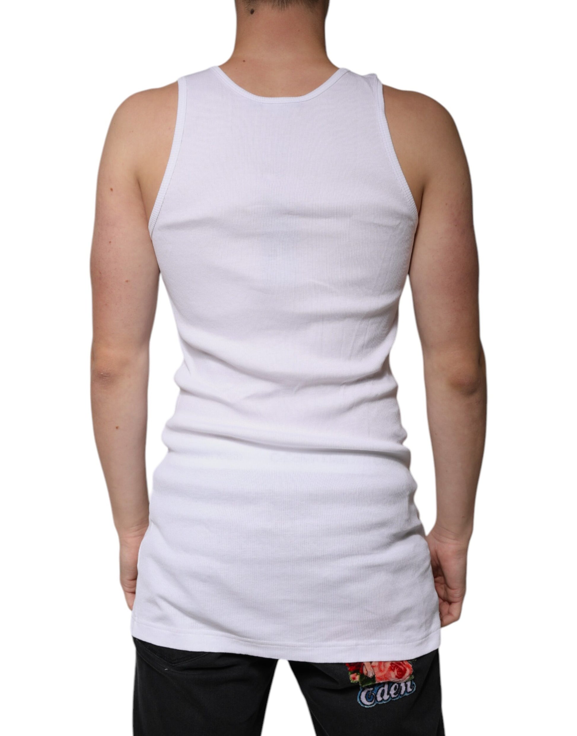 White Cotton Sleeveless Round Neck Tank T-shirt