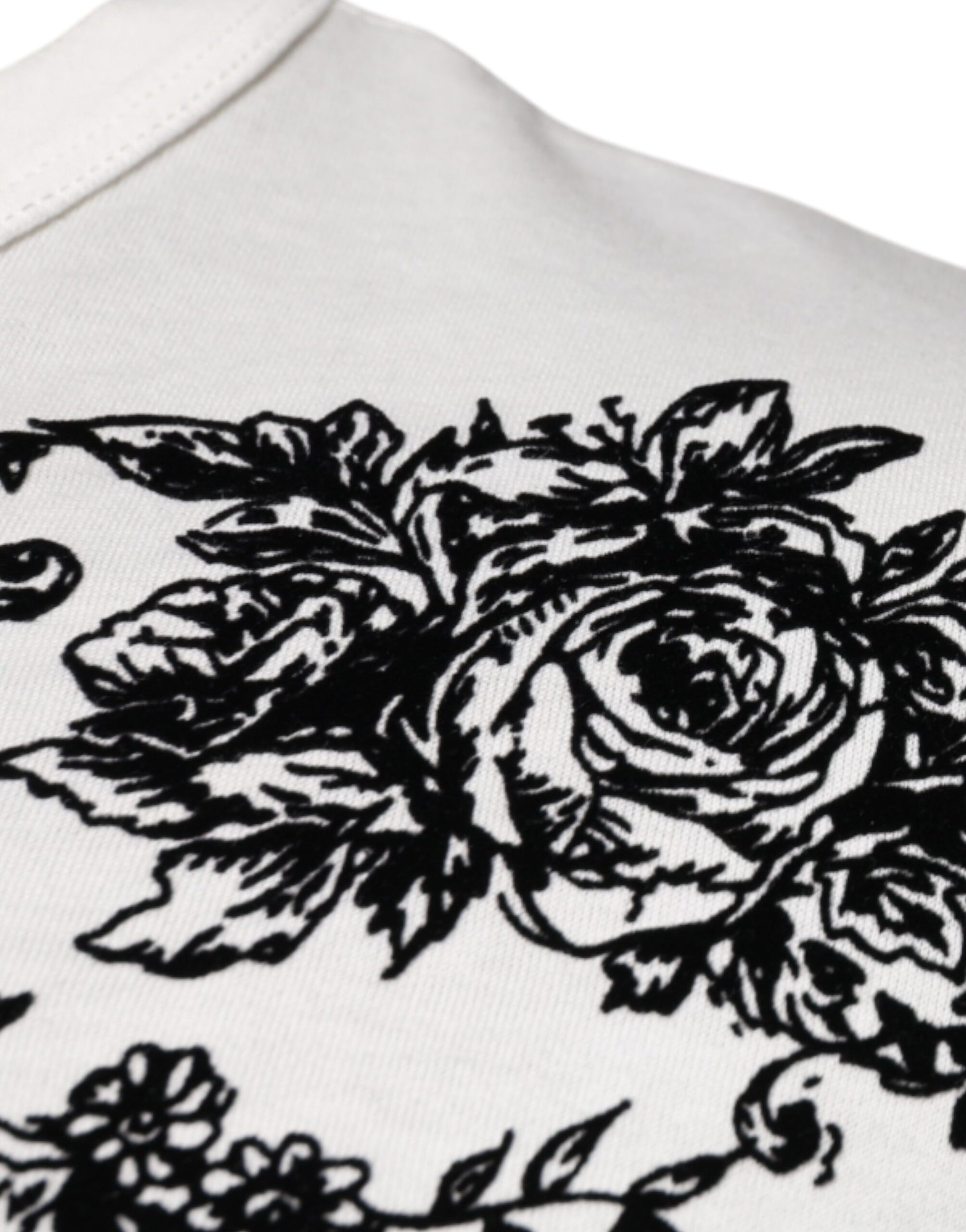 White DG Floral Cotton Crew Neck T-shirt