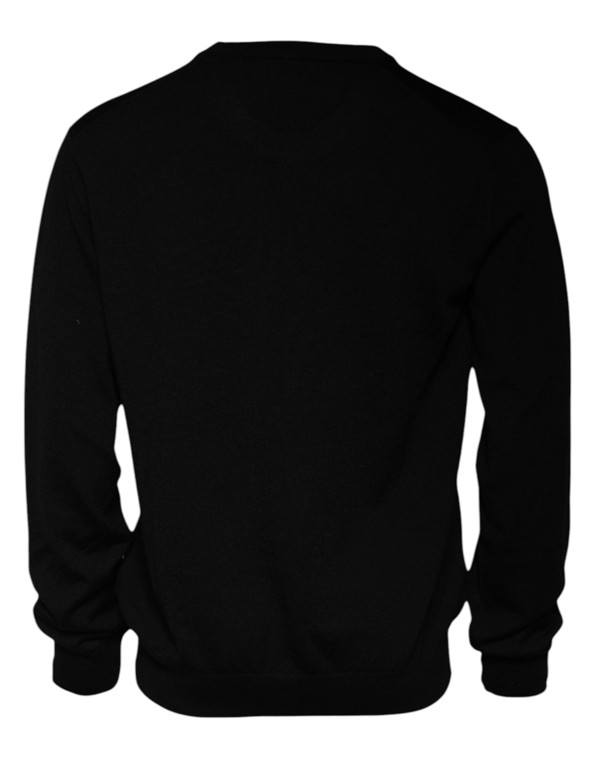 Black Logo Wool Crew Neck Pullover Sweater