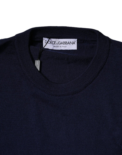 Blue DG Logo Wool Crew Neck Pullover Sweater